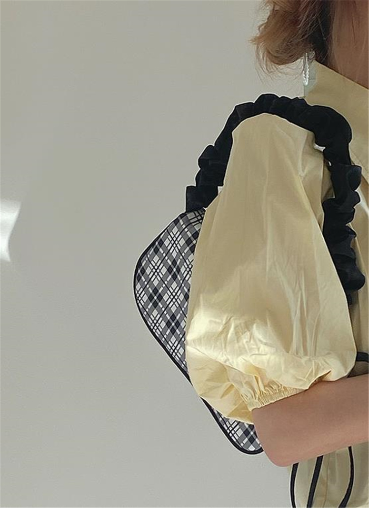 激売れ！韓国ファッション チェック柄 折り畳み ハンドバッグ ナイロンクロス ショルダーバッグ