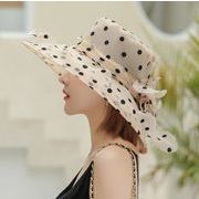 春夏　帽子　紫外線対策　つば広　ドット柄　半透明　韓国ファッション　uvカット