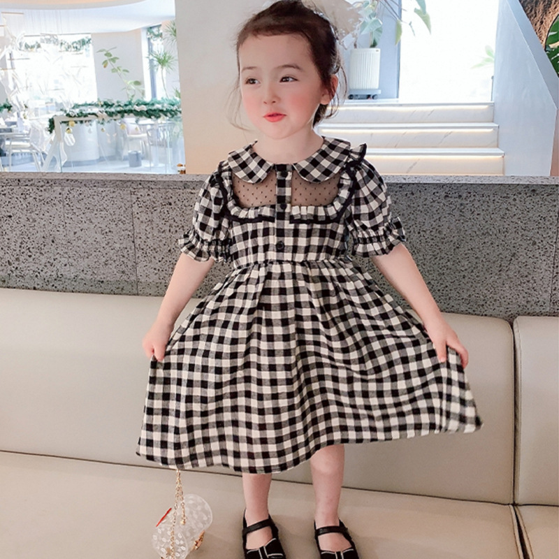 キッズ 夏服 女の子 ゆったりワンピ シフトドレス ワンピース レース チェック柄 フリル 韓国子供服 アパレル 個人事業主 青井屋 問屋 仕入れ 卸 卸売の専門 仕入れならnetsea