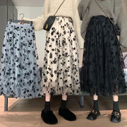ロングスカート　チュールスカート　花柄　レディース　韓国ファッション