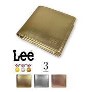 全3色 Lee リー リアルレザー メダルカラーデザイン 二つ折り財布 フラップポケット小銭入れ 本革