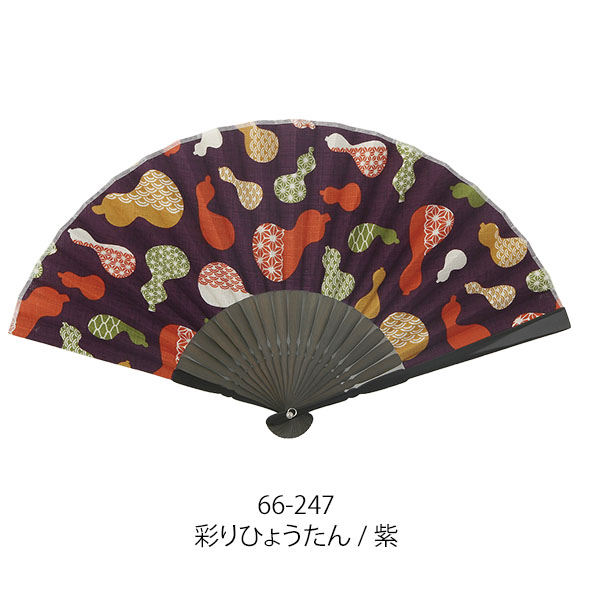 【新登場!夏の売れ筋!粋な和モダン!Ripple メンズ和柄扇子】彩りひょうたん/紫