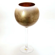 イタリア製 ナポリ ガラス 花器 ゴールド リーフ 豪華 金箔 モダン ワイングラス 花瓶