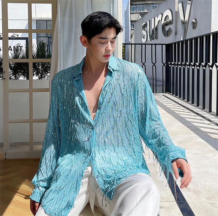 魅力を増すコツ 韓国ファッション シャツ カジュアル トレンド 気質 スパンコール ブラウス