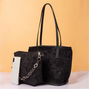 韓国ファッション ブラック プリーツ ハンドバッグ ファッション フラワー チェーン 息子-母バッグ