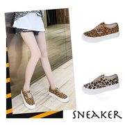 2021新作 デイリー スニーカー シューズ 美脚 ベーシック スニーカー 厚底 ヒョウ柄
