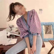 韓国ファッション チェック柄 ラウンドネック セーター 女性 単体ボタン カーディガン コート 短いスタイル