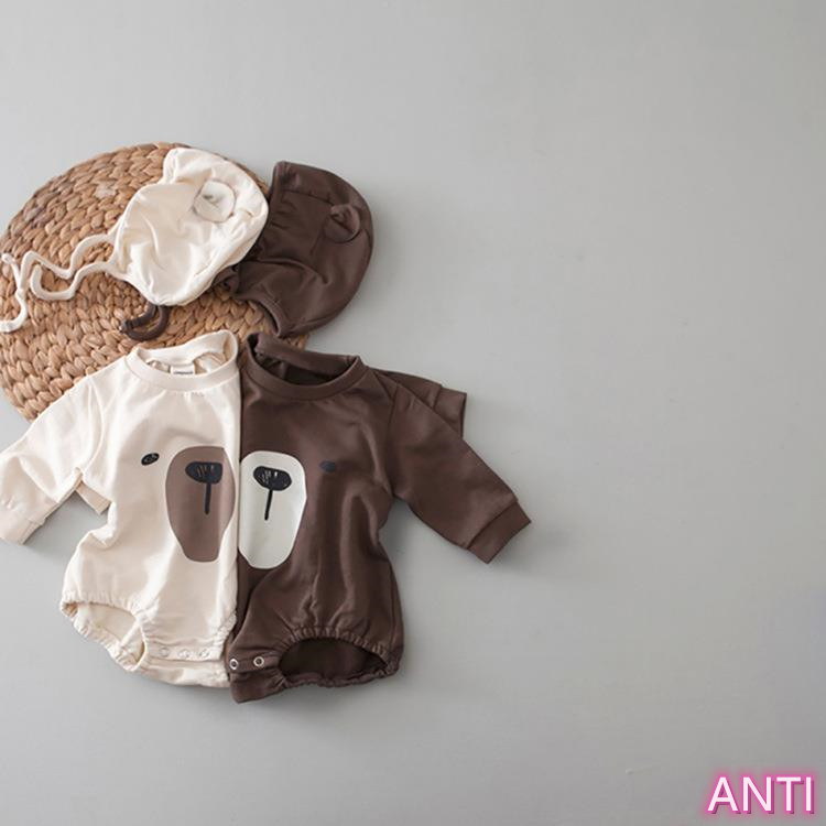 2021新作 人気 韓  子供服   くまちゃん  模様を刷り込む    長袖  赤ん坊  ワンピース  赤ちゃん  連体服