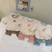 秋冬新作 女の子 男の子 Tシャツ ズボン ２点セット セットアップ 子供服 キッズ服 韓国ファッション