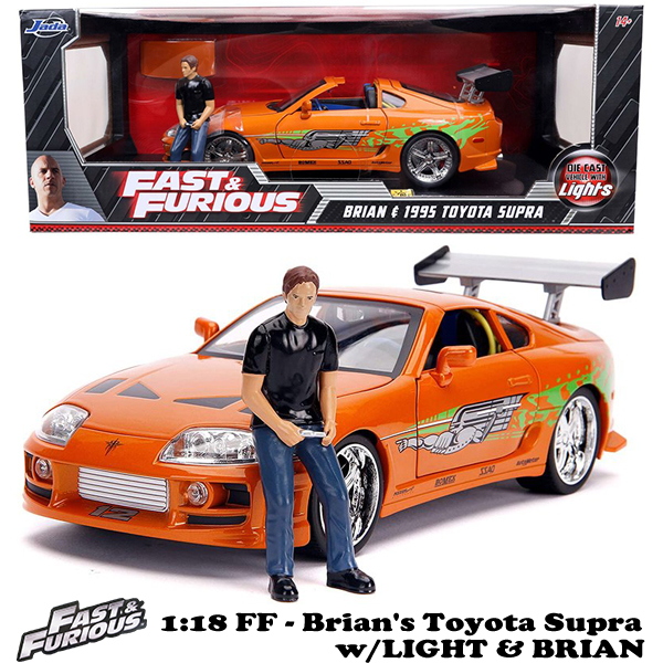 JADATOYS 1:18 ワイルドスピードダイキャストカー Brian's Toyota Supra w/LIGHT & BRIAN