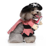 秋冬新作 ペット用品 犬服 ドッグウェア ハロウィン 海賊 帽子 マント 服 3点セット コスプレ 面白い