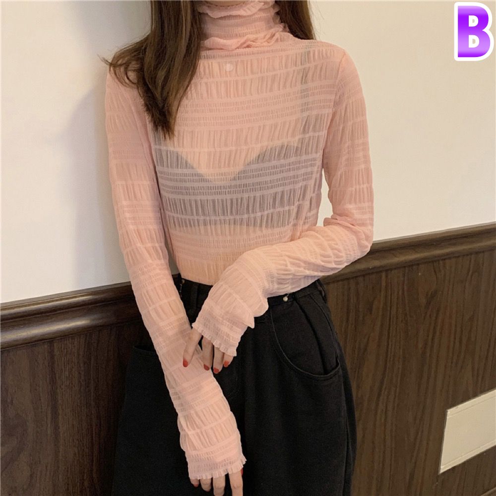 トップス レース シャツ ハイネック シースルー 薄手 メッシュ インナー 秋新作 レディース アパレル Starhub通販 株式会社 問屋 仕入れ 卸 卸売の専門 仕入れならnetsea