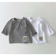 韓国 ins 赤ちゃん服 簡単 な笑顔 とカジュアル Tシャツ 春秋 白黒 綿打底シャツ