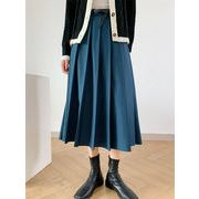 限定販売 ピュアカラー スカート 簡約 ハイウエスト スリム 大きい裾 Aライン