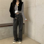人気のあるデザイン 韓国ファッション 縫付 ニットトップス 長袖 カーディガン セーター 短いスタイル