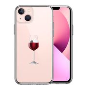 iPhone13mini  側面ソフト 背面ハード ハイブリッド クリア ケース ジャケット 赤ワイン