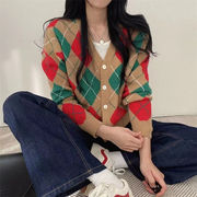 韓国ファッション ひし形 ニット セーター カーディガン コート 学院風 大人気