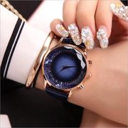 GUOU ガラスカット 送料無料 ファッション腕時計 ブルー レッド