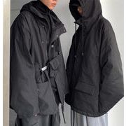 韓国ファッション2021 冬 ゆったりする カジュアル 減齢 厚手 フード付き コート 綿の服 カップルウェア