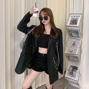 センスアップ 韓国ファッション 大きいサイズ スーツ 長袖 コート 怠惰な風 気質 カジュアル