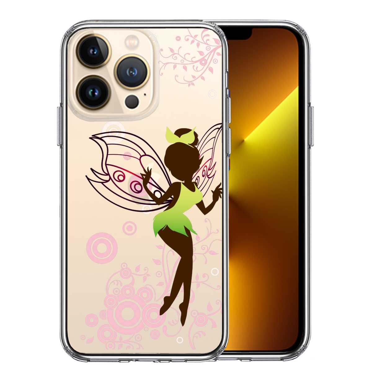 iPhone13 Pro 側面ソフト 背面ハード ハイブリッド クリア ケース ピーターパン 妖精 1