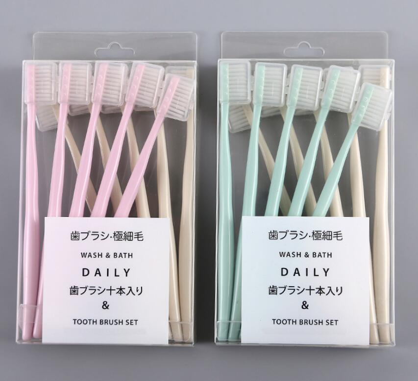 売れ行きがよい 柔らかい歯ブラシ 旅行 家計 マカロン系 歯ブラシ（10本入り）カバー 大人 歯ブラシ