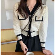 韓国ファッション ニット デザインセンス コート 短いスタイル セーター カーディガン