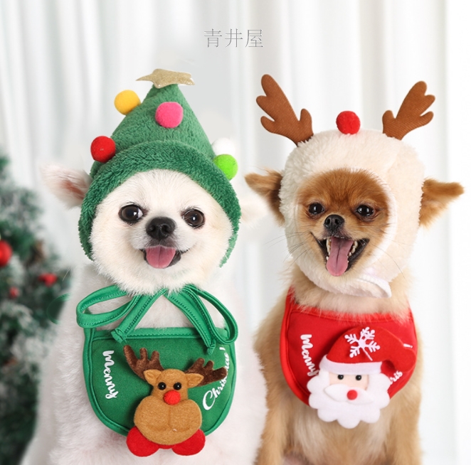 クリスマス2021   犬服  犬用帽子  犬用よだれかけ  ネコ雑貨 幸せなクリスマス 超可愛い