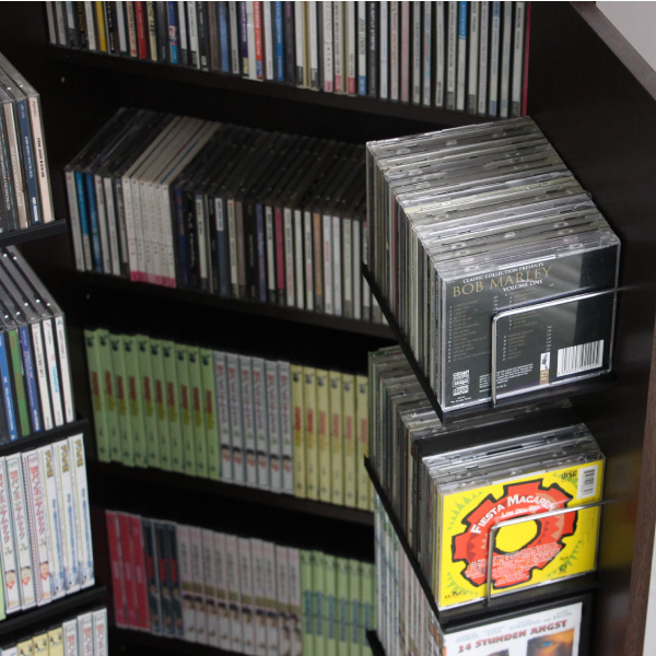 DVDラック CD コミック本棚ストッカー収納庫 日本製 ダークブラウン