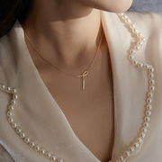 女  韓国版  プレゼント アクセサリー  ネックレス  鎖骨鎖  精致である  気質  設計感  ちょう結び