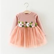 子供　ワンピース 長袖　チュール　女の子　秋　子供服　ドレス　韓国ファッション　70-100cm