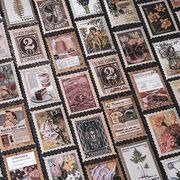 海外100枚 切手シール フレークシール ◆全８種類◆ スタンプシール 油絵 世界 名絵 アンティーク 手帳デコ