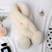 新作限定SALE 韓国ファッション 暖かさ 模造ウサギの毛皮 毛皮 スカーフ 厚みのある 毛玉 首の袖