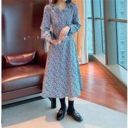 韓国大人気 デザイン 新作 プリント スリム ワンピース シャツワンピ 小さい新鮮な カジュアル レトロ