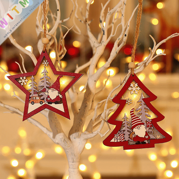 Christmas限定 LEDライト ランプ 木製チャーム サンタ クリスマス デコレーション 装飾