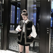 韓国ファッション 重工 カスタマイズ 織り 生地 小さな香りの風 ベスト+ハイウエスト スカート セット