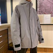 韓国ファッション 冬 学生 タイドブランド ハンサム 大きいサイズ 厚手 フード付き 綿の服 コート