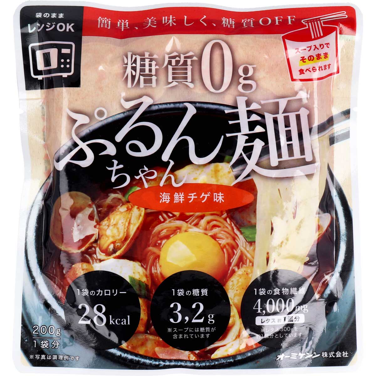 ※[販売終了]糖質0g ぷるんちゃん麺 海鮮チゲ味 1食分 200g