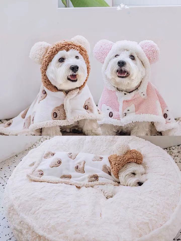 可愛い  熊　クマさん　ブランケット   マント  パジャマ　寝袋 　犬　犬服　ペット　ペット用品（S-L）