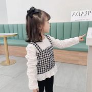 2022新作 韓国ファッション 子供服   ベビー服 春 秋  キッズ服 女の子 格子柄  長袖 トップス