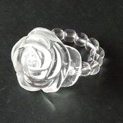 【天然石 パワーストーン】薔薇（バラ）彫り指輪（水晶）