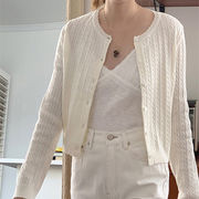 【2021INS 新作】気質 初秋 シンプル長袖シャツ カジュアル ニットトップス コート ニット カーディガン