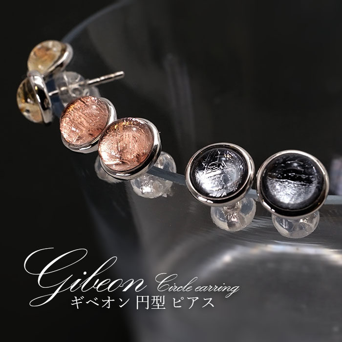 【一点物】 ギベオン gibeon シルバー ピアス 《半円型》 約6mm SV925 シルバー 天然石