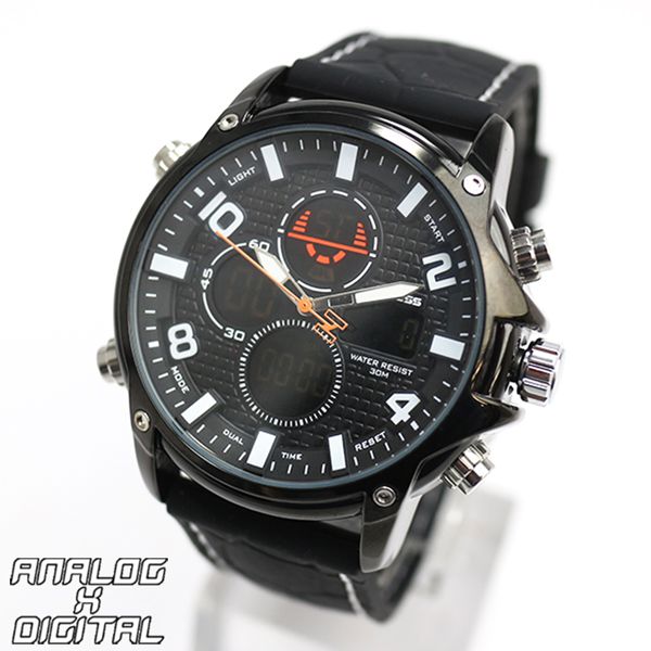 アナデジ デジアナ HPFS9102-BKBK アナログ&デジタル クロノグラフ ダイバーズウォッチ風メンズ腕時計