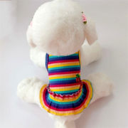 韓国ファッション カラーバー チェリー プリンセスドレス 犬の服 ペット 小型犬 猫 服