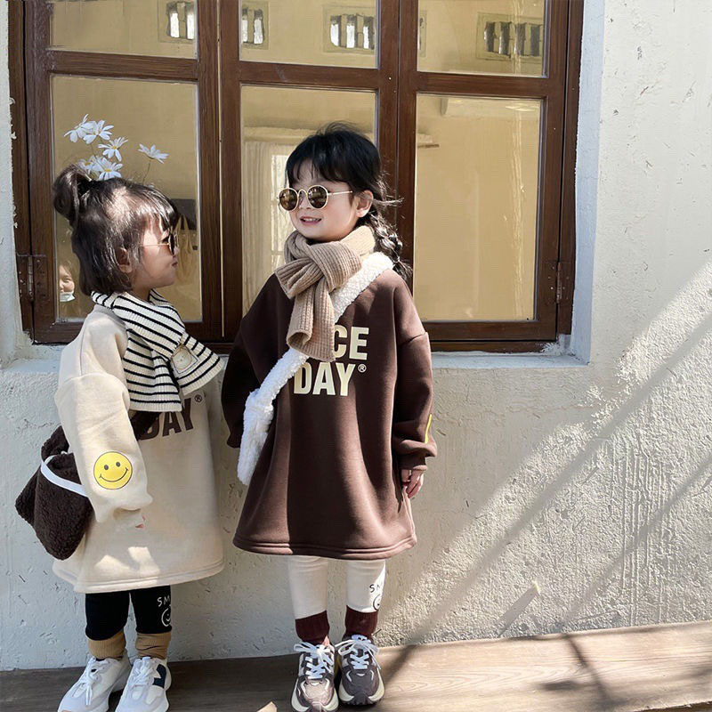 お勧め 秋冬新作 子供服 3-8歳女の子 キッズ ワンピース ロングTシャツ