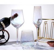 韓国ファッション レトロ ハンマーパターン 赤ワイングラス シャンパングラス ガラス クリスタル