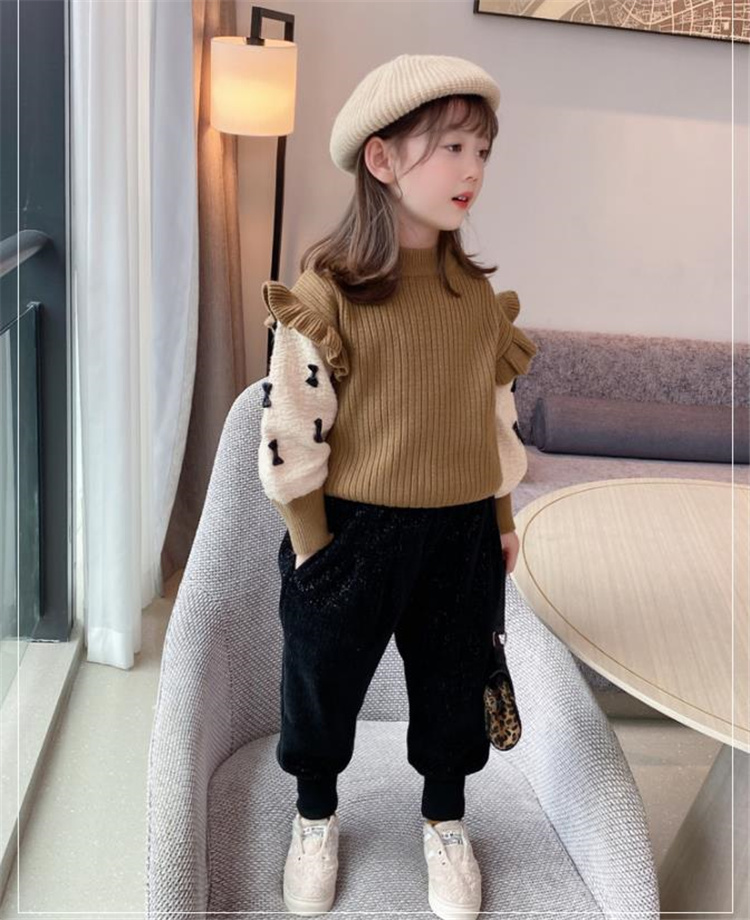 韓国ファッション 秋冬 新品 気質 子供 ガールズ 裏起毛 厚手 コーデュロイ カジュアルパンツ