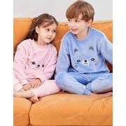 男の子と女の子の冬のフランネルの家庭用品ビッグキッズ子供用パジャマ冬のフリースセット