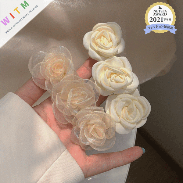 【即日発送可能】フラワー ヘアクリップ ヘアアクセサリー バンスクリップ レース 髪飾り 結婚式 パーティ